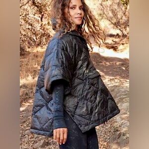 Halle Berry x Sweaty Betty Quilted Black Poncho
